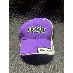 Hoosier Racing Tires Adult Purple Black Rubber Logo Baseball Cap Y2K Nascar